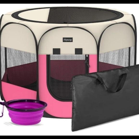 Dog & Cat PET Play pen-foldable tent w/ carrying case & bonus colapsable water - - Picture 1 of 5